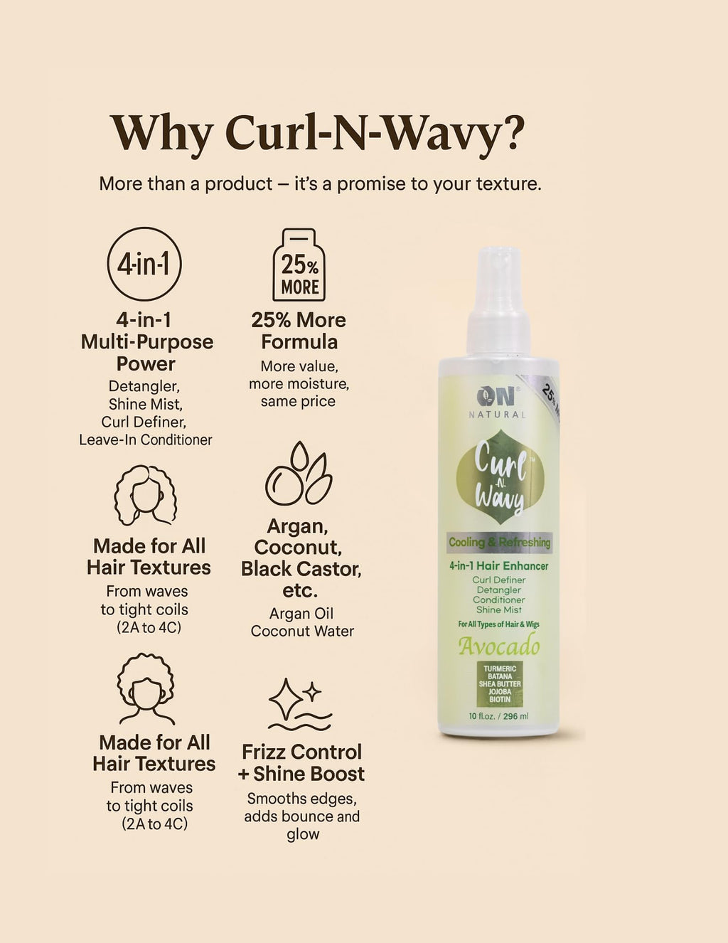 Natural Curl-N-Wavy 4-in-1 Hair Enhancer 10 OZ T694106