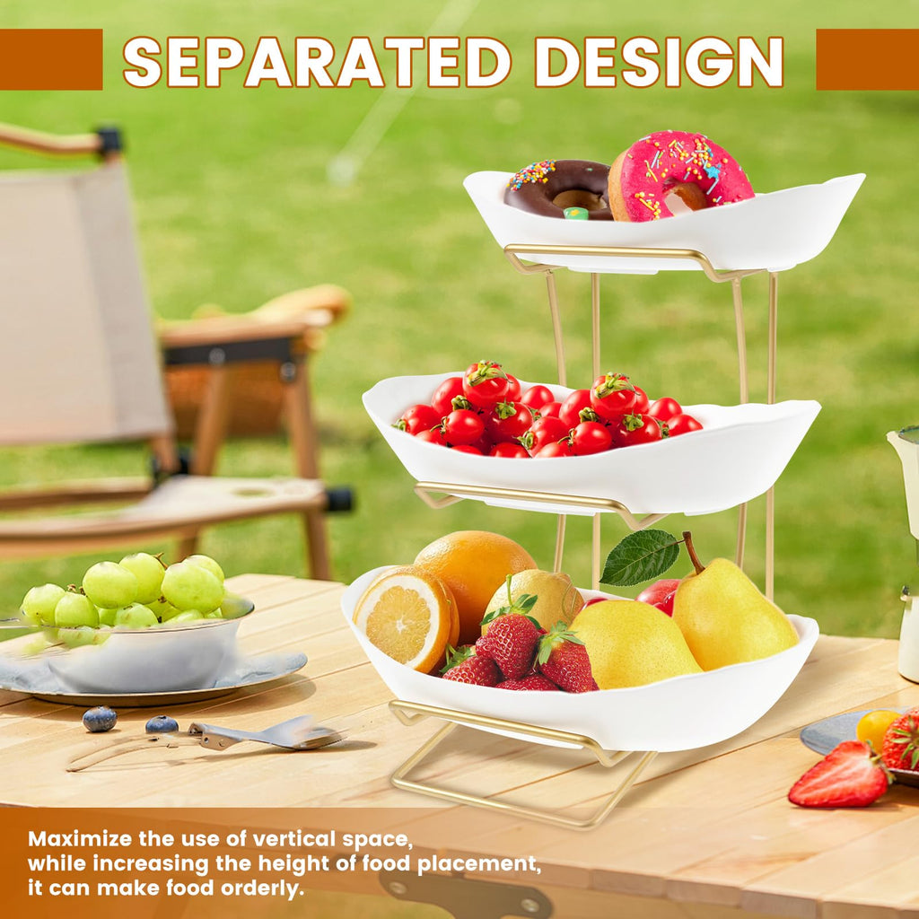 3 Tier Fruit Basket with Gold Metal Stand F89575
