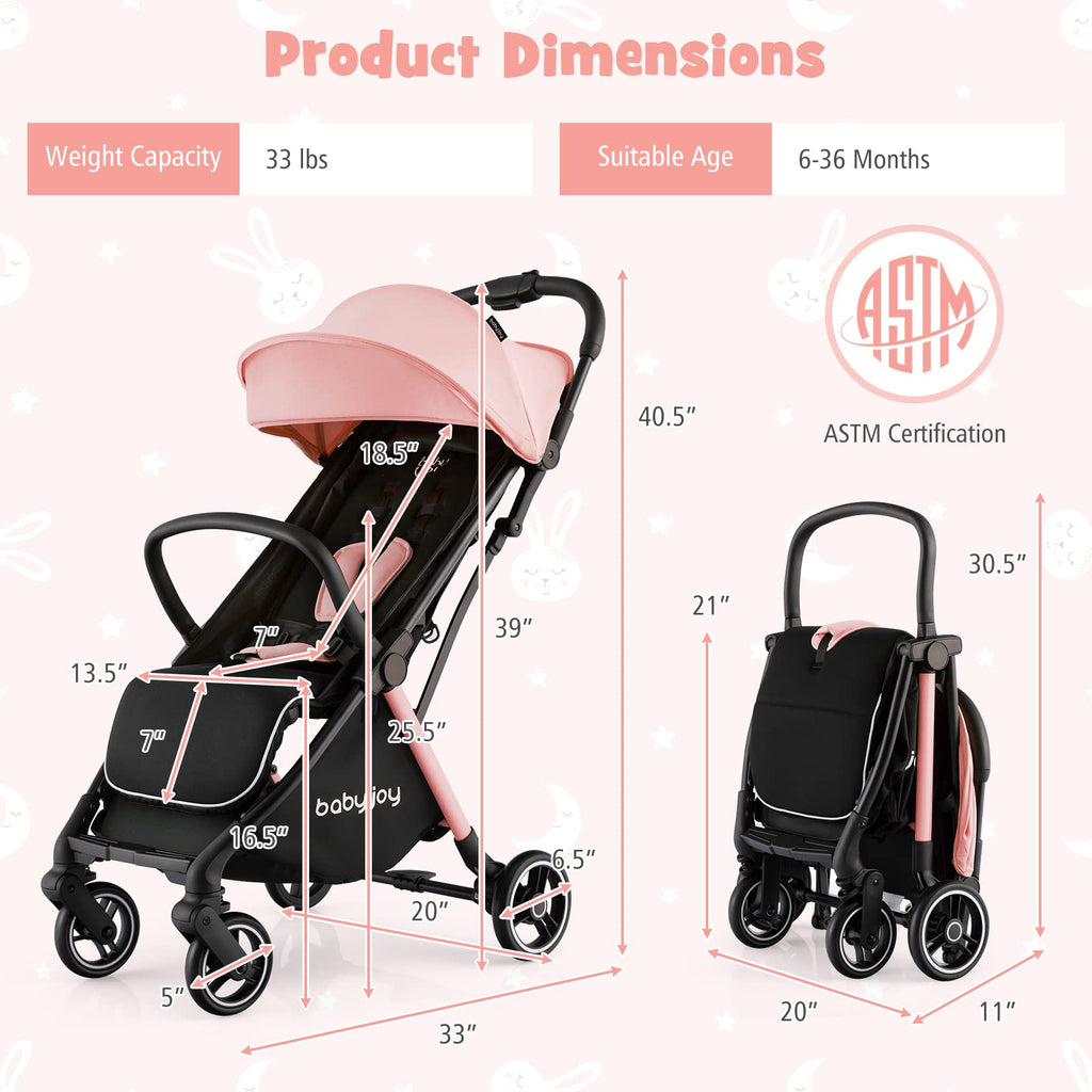 Lightweight Compact Baby Stroller with Canopy and Storage Basket F755125