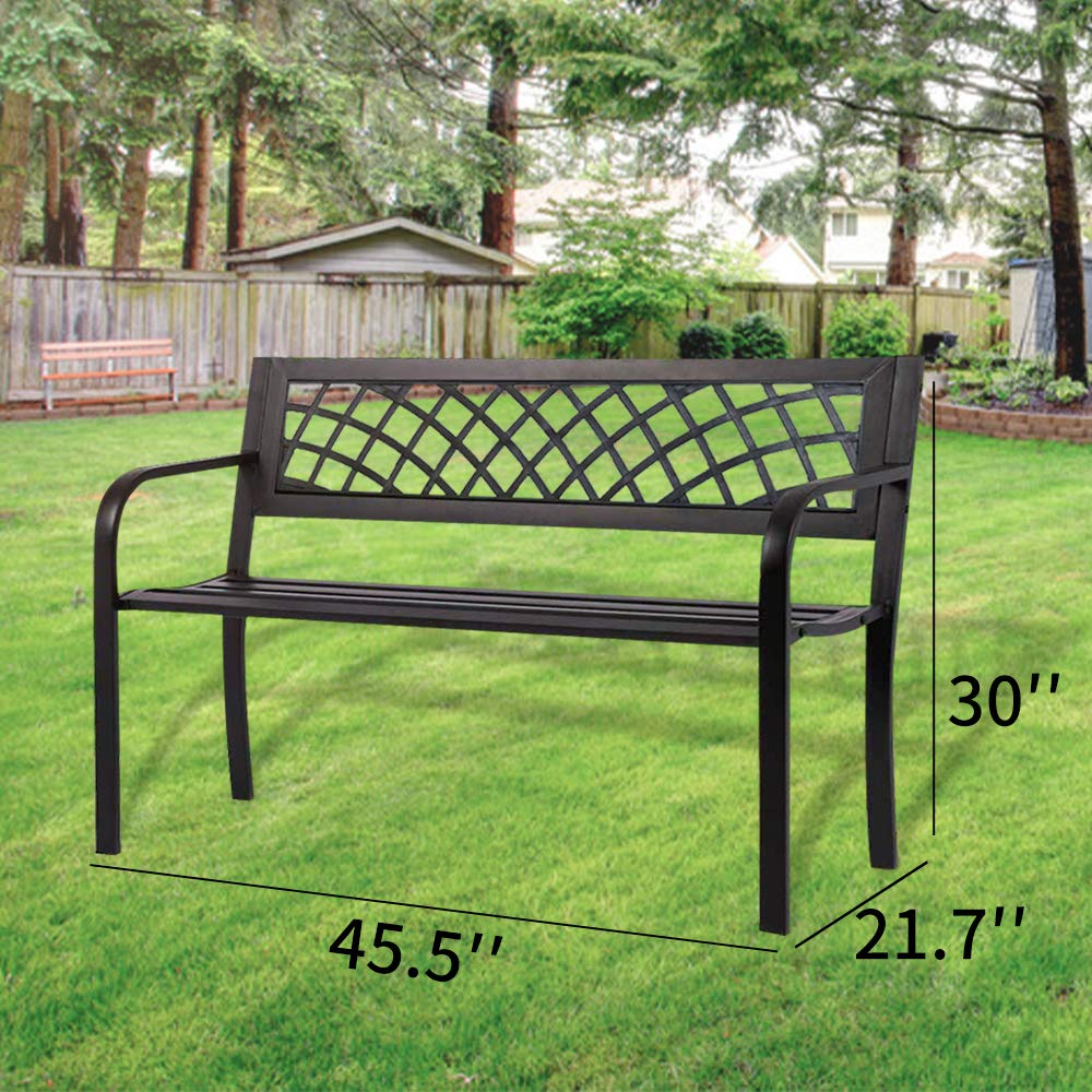 45.5" Black Metal Outdoor Bench 400lbs Capacity M1761