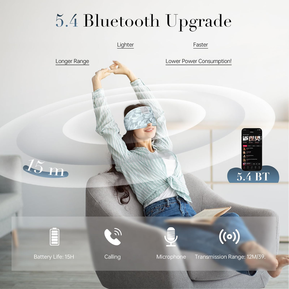 Bluetooth Sleep Mask with Headphones T27606