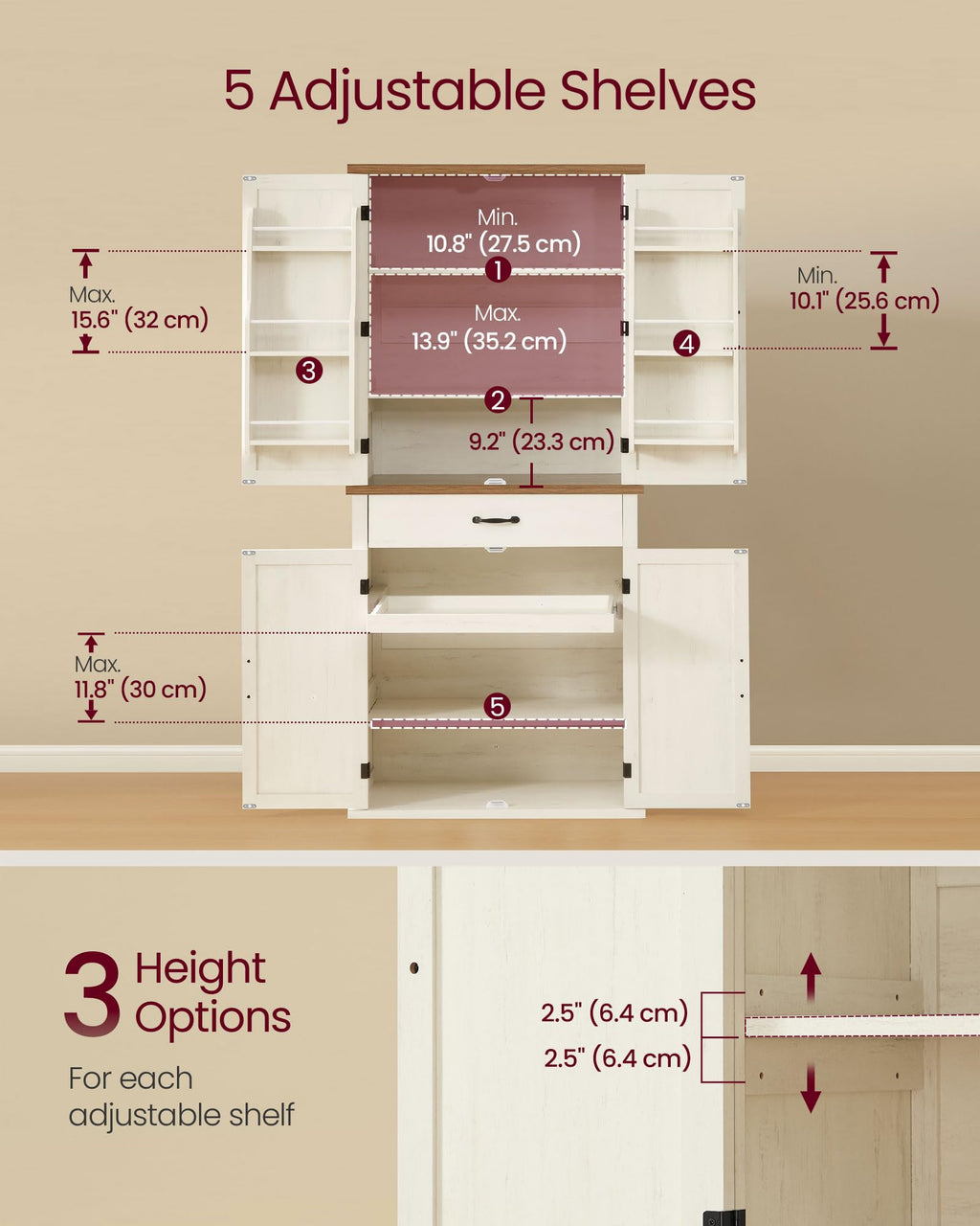 Freestanding Tall Pantry Cabinet with Drawer R887709