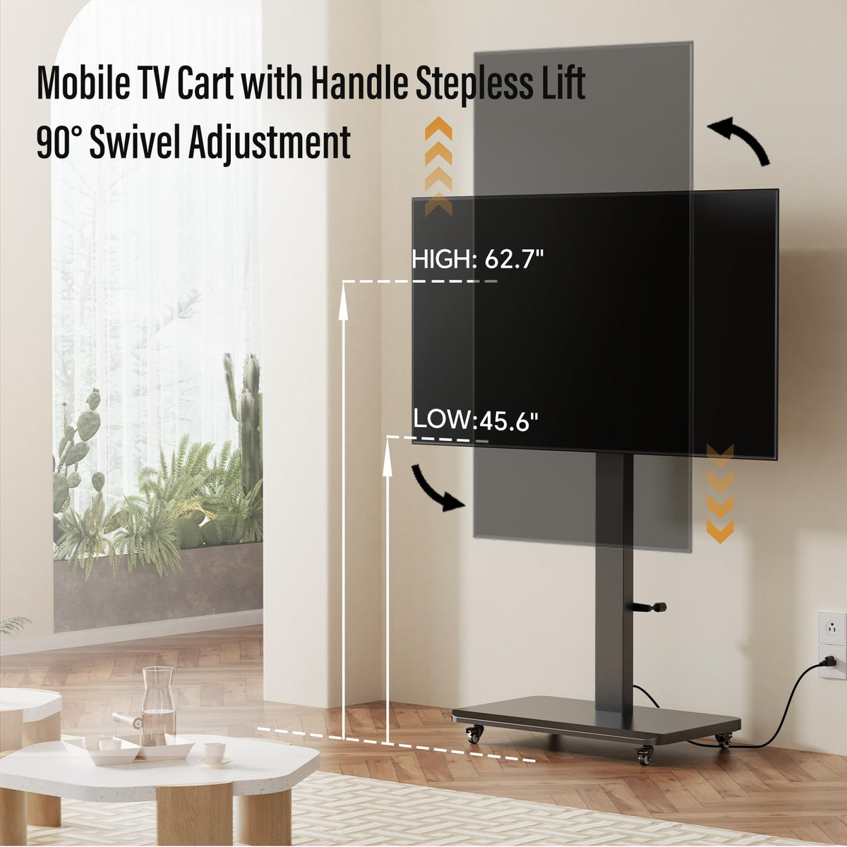 Mobile TV Stand with Power Outlet and Wheels H659519