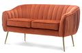 Tufted Velvet Barrel Loveseat Sofa with Golden Metal Legs N838853