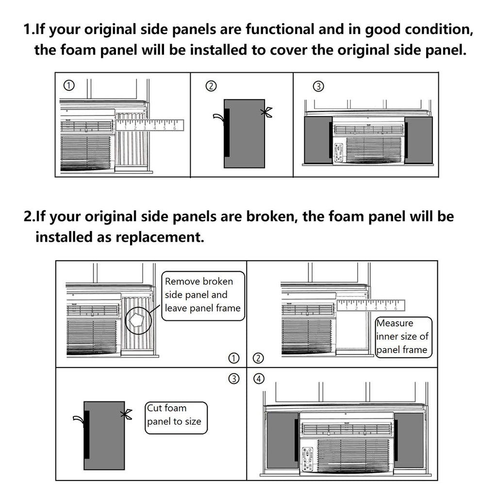 Window Air Conditioner Foam Insulation Panels, 2 Pack, Black, 17in High x 9in Wide B525984