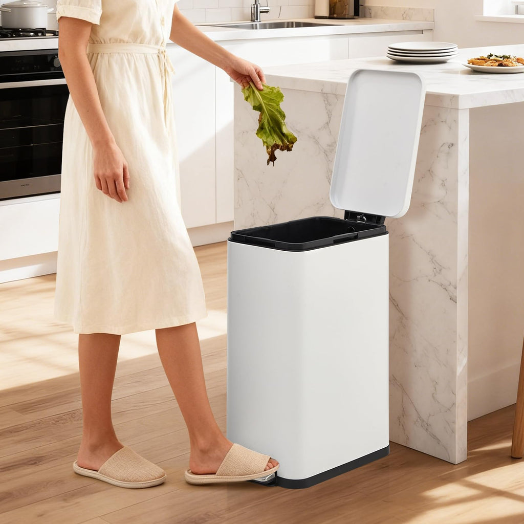13 Gallon Stainless Steel Slim Trash Can with Soft-Close Lid G973