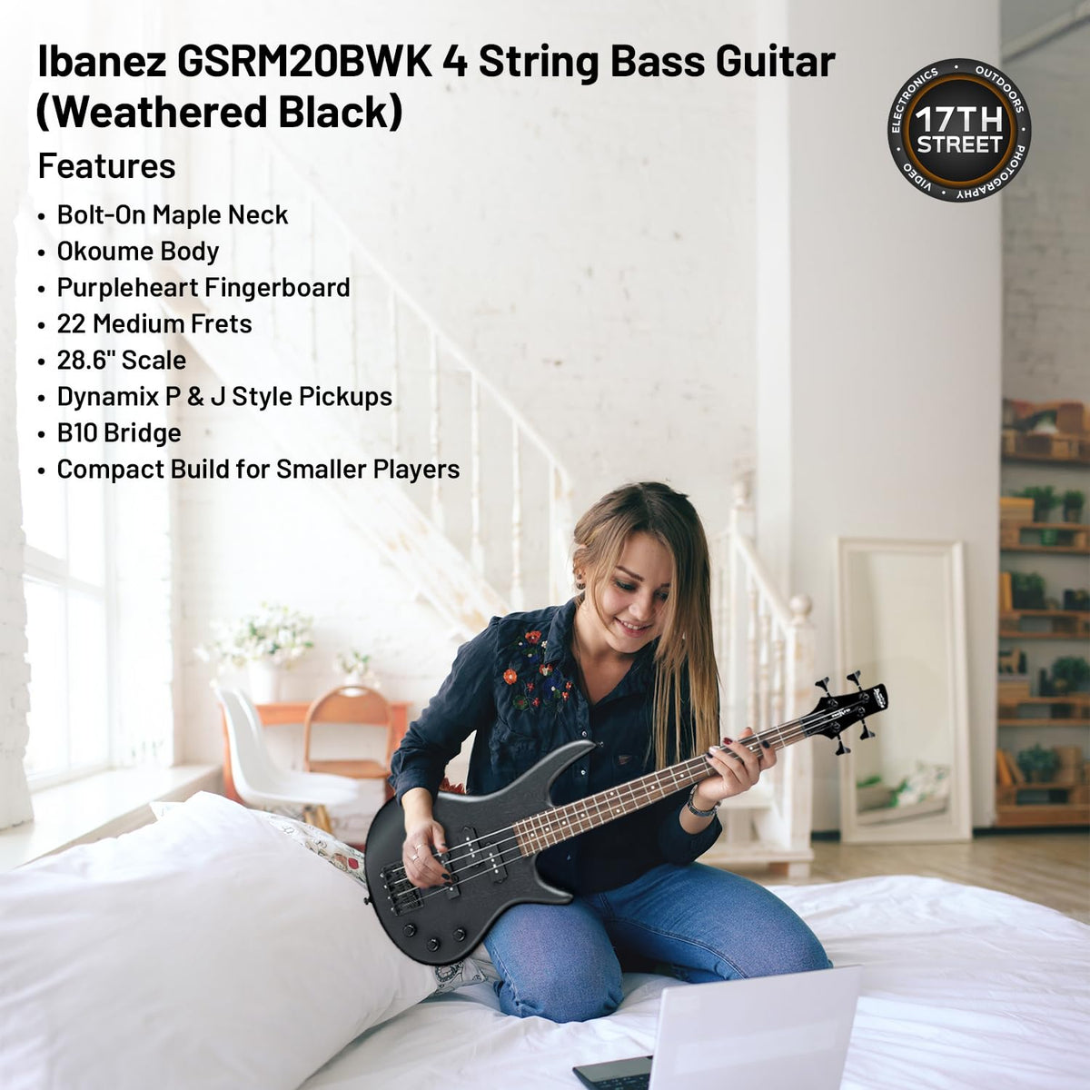 4-String Bass Weathered Black Okoume Body U11604