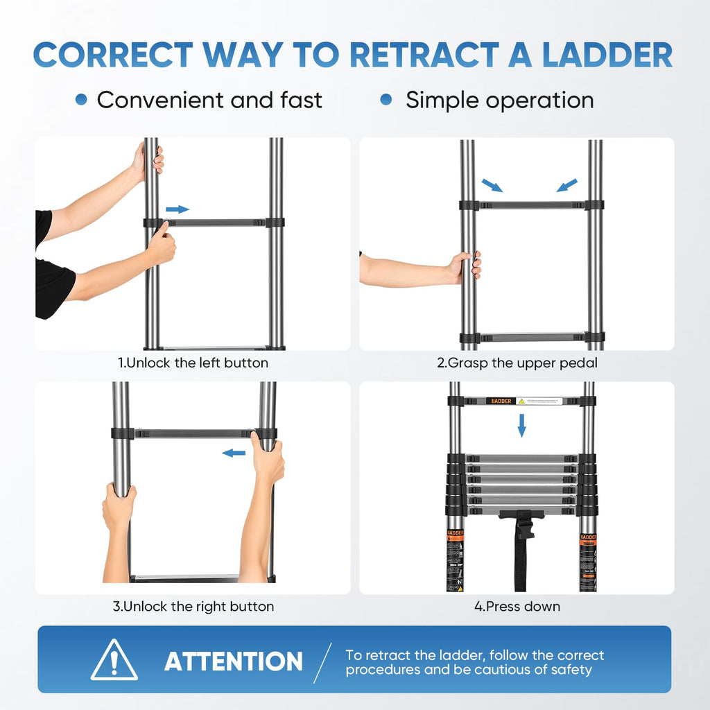 16.5 ft Telescoping Ladder with Hooks 330 lbs F5213
