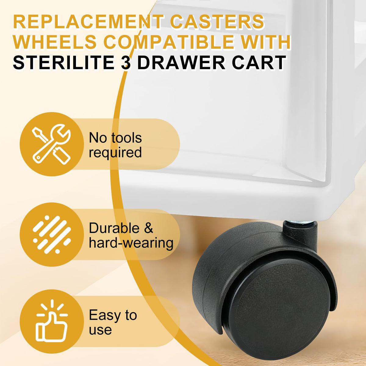 8PCS Replacement Casters for 3 Drawer Cart F342