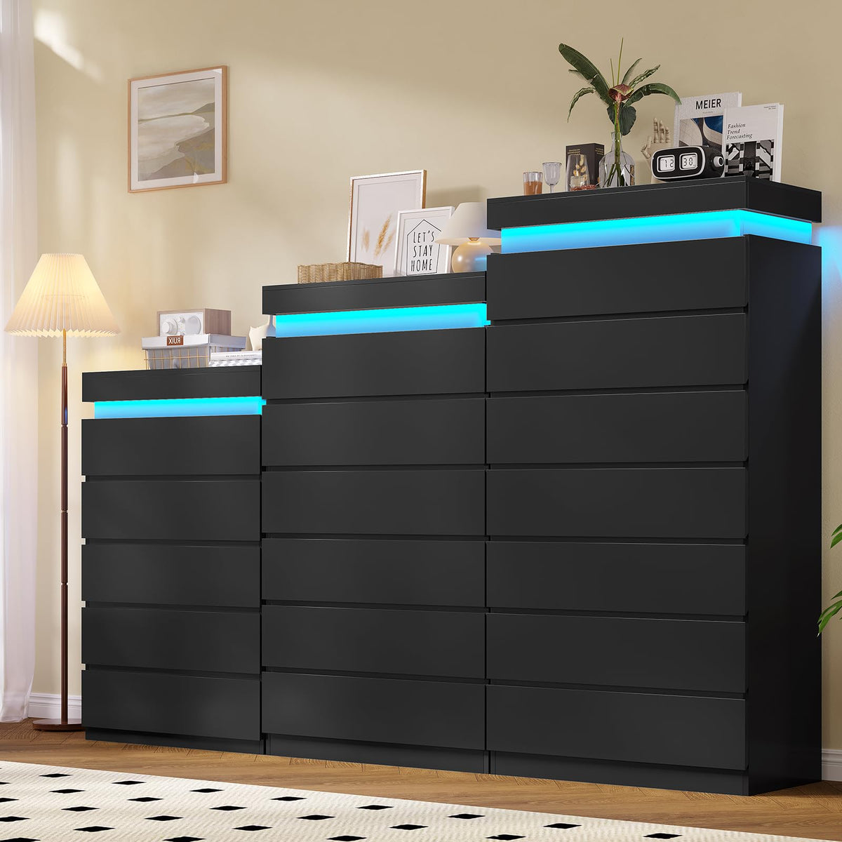 Black 6 Drawer Dresser D55852
