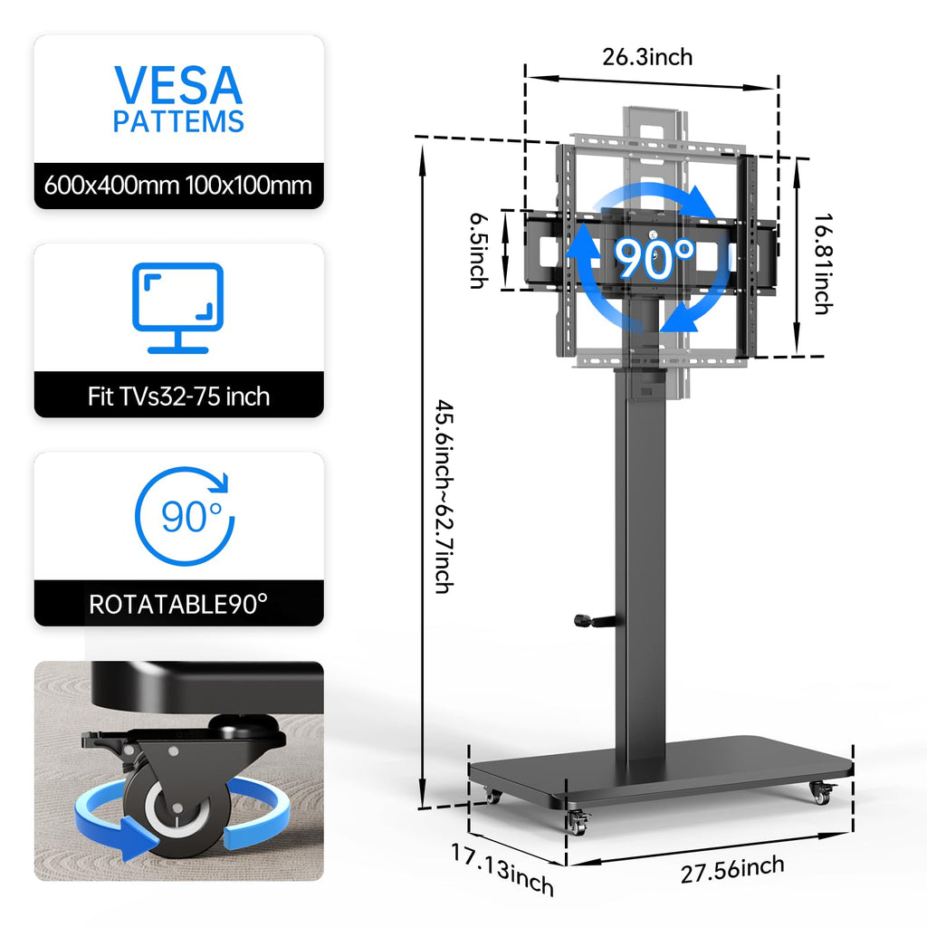 Mobile TV Stand with Power Outlet and Wheels H659519