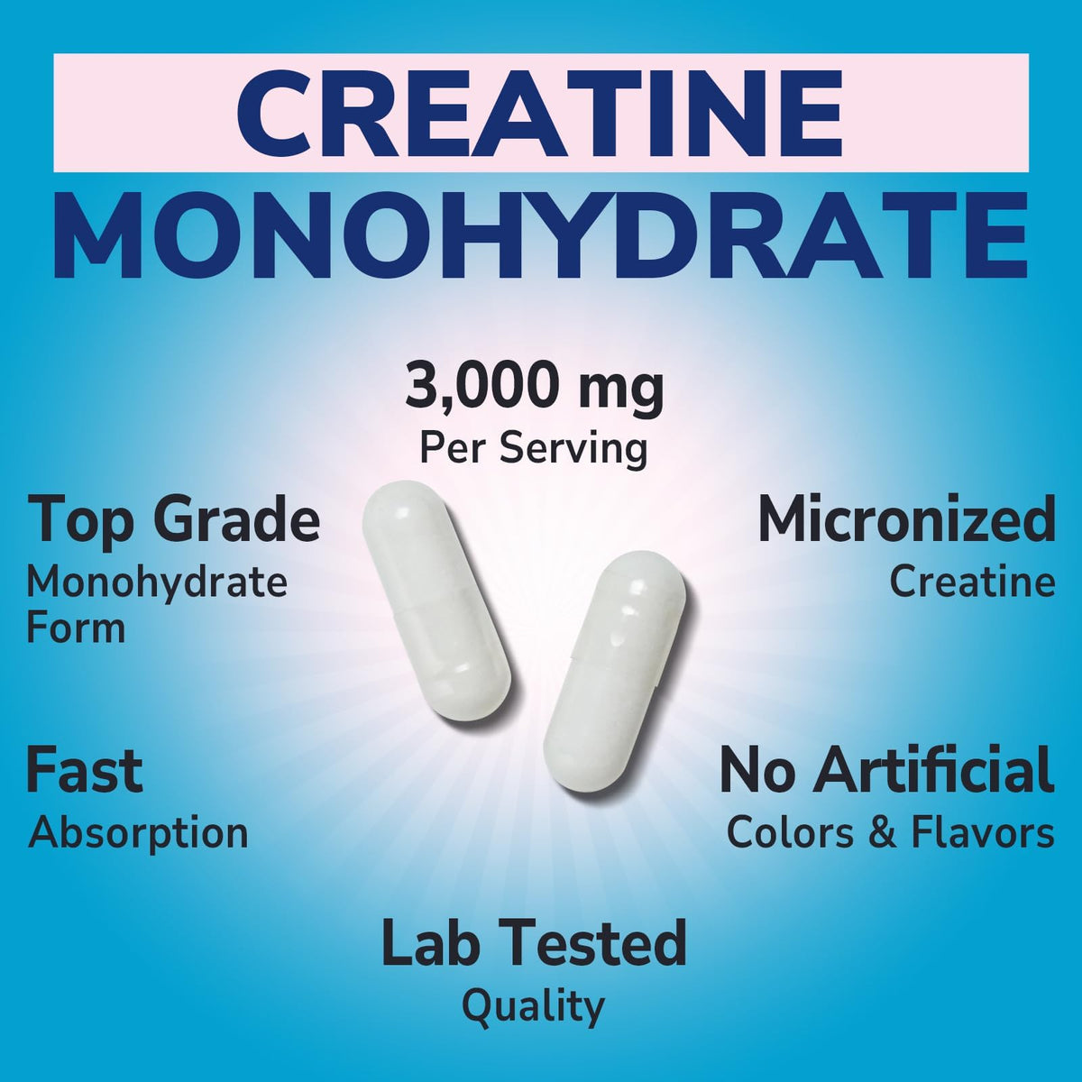 Creatine Monohydrate 3000 mg Micronized 500 Capsules P549