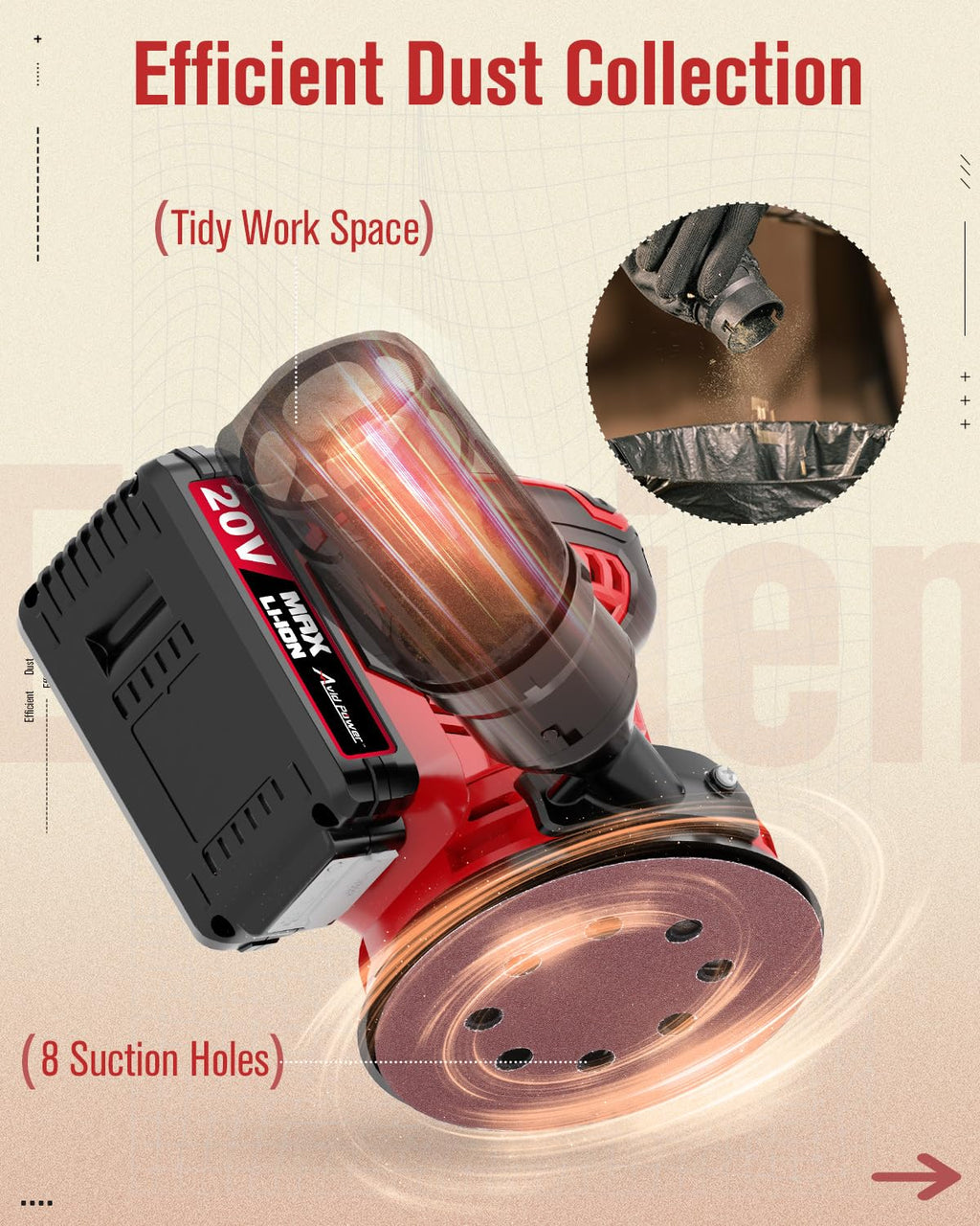 20V Cordless Random Orbital Sander 5” K5830