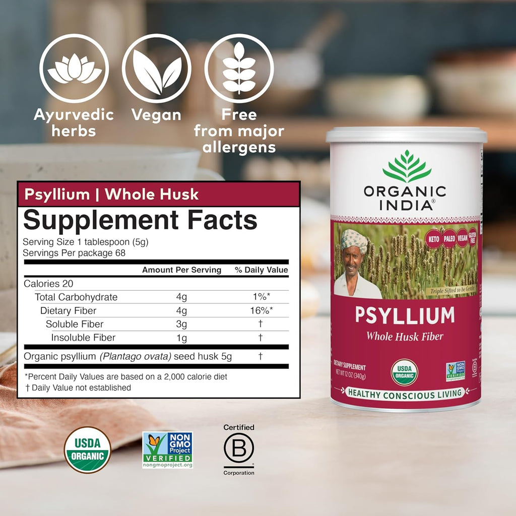 Whole Psyllium Husk Powder Organic Vegan 12 oz Z997249