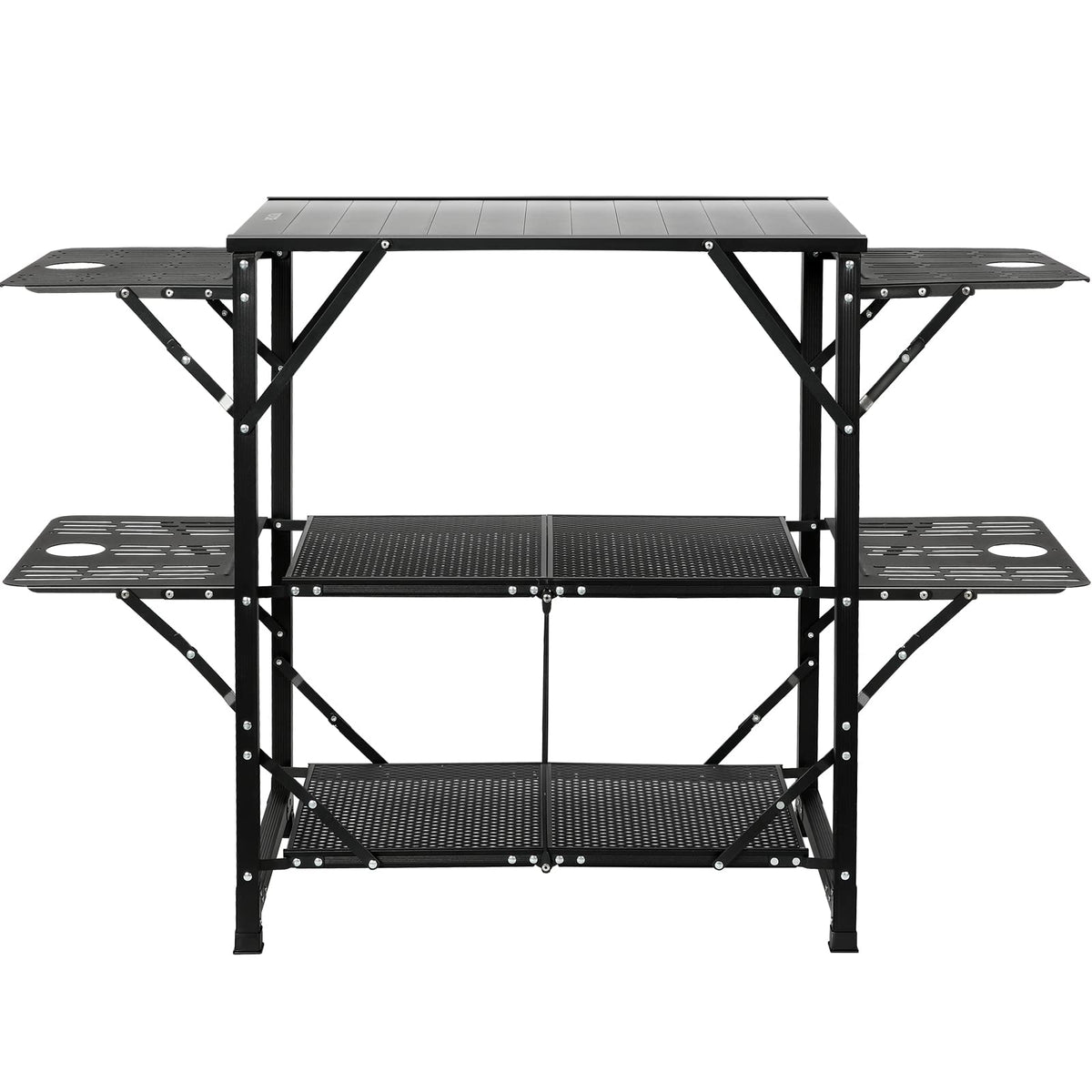 Aluminum Folding Camping Kitchen Table with 2 Shelves Z21044