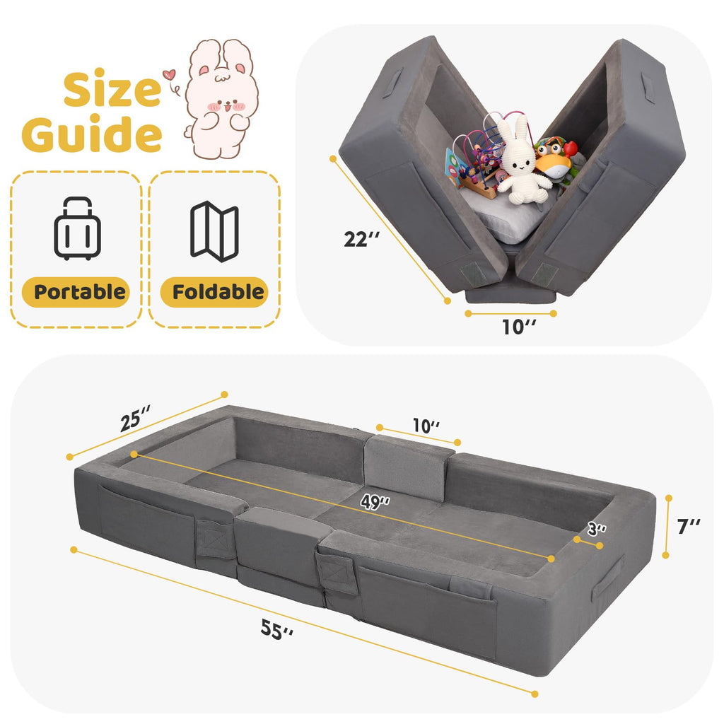Portable Toddler Travel Bed with Soft Foam Safety Rails Y181