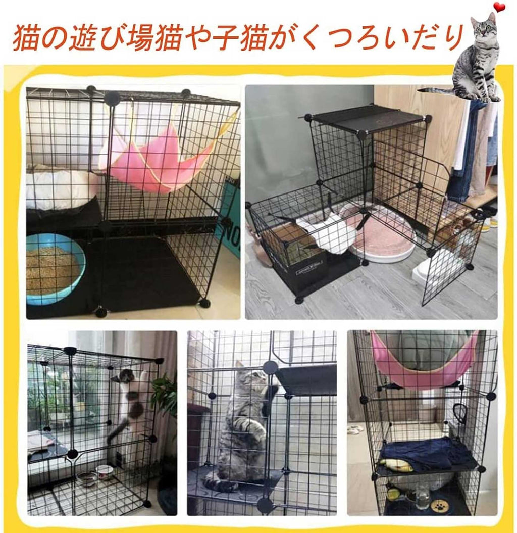 2-Tier Folding Metal Cat Cage with Hammock Y5239