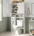 34" Over the Toilet Storage Cabinet with Arched Doors, White O452515