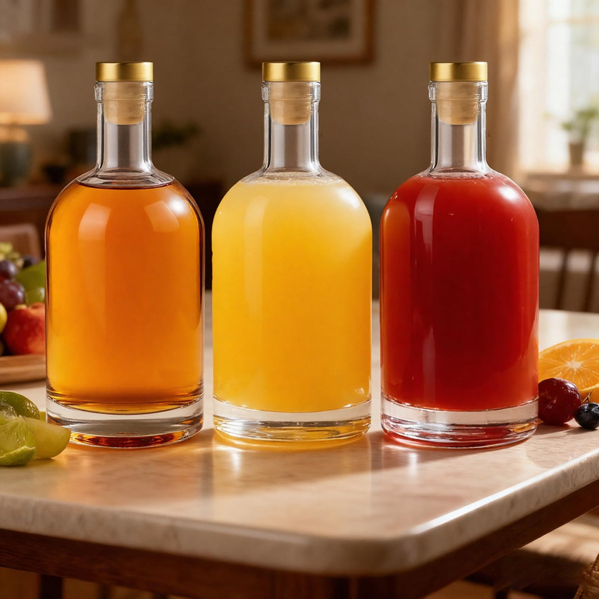4 Pack 25oz Clear Glass Bottles with Cork Stoppers T75493