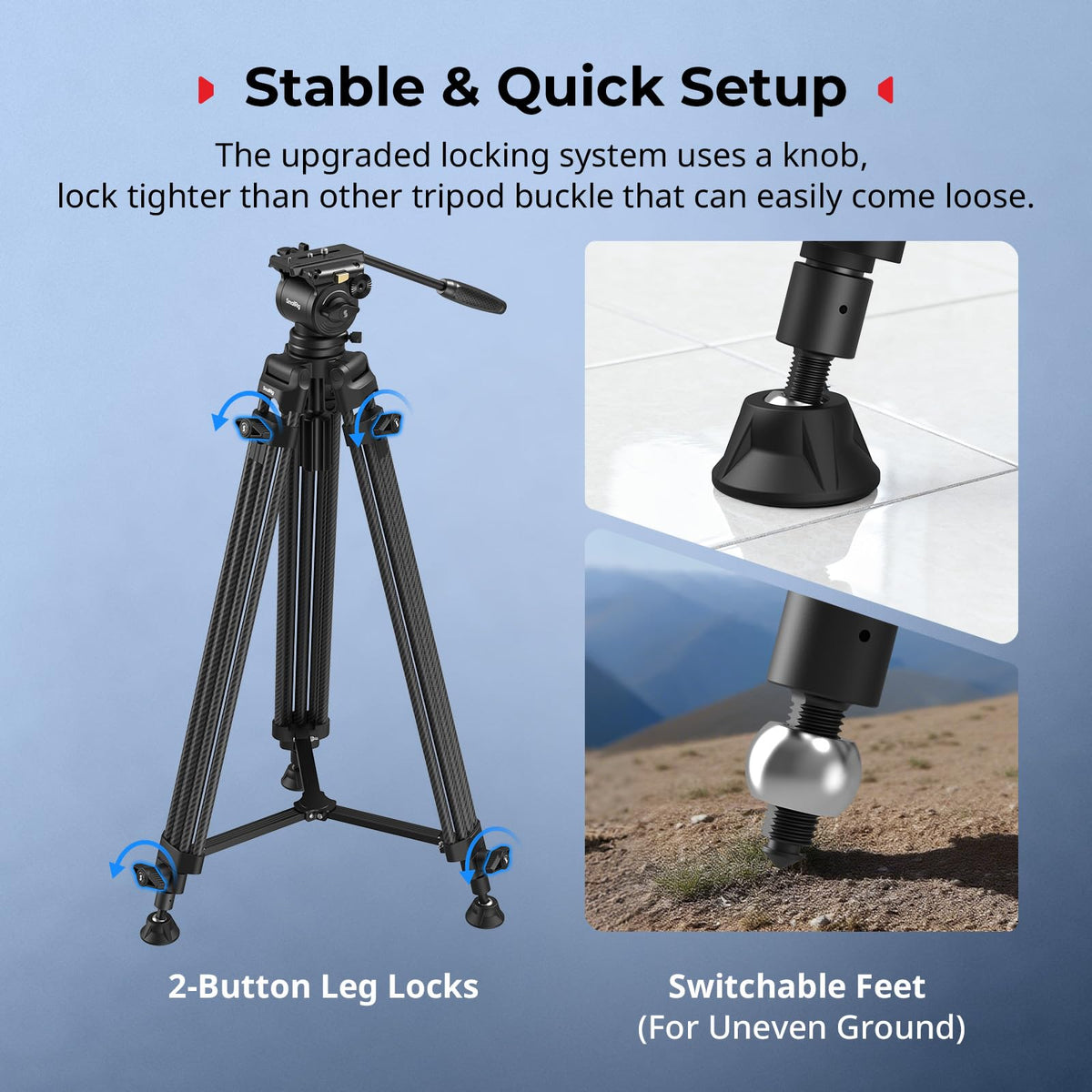 Carbon Fiber Heavy Duty Video Tripod with Fluid Head P80961