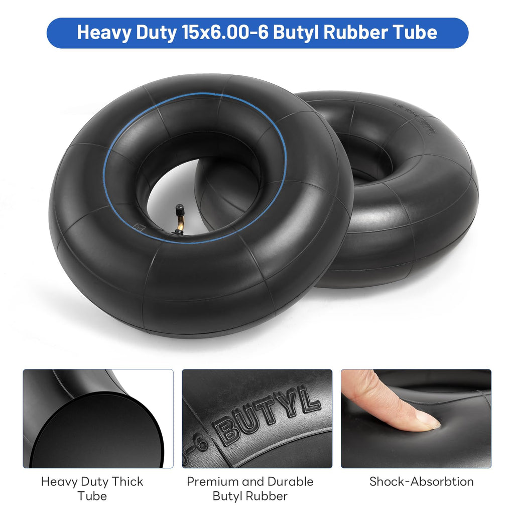 15x6.00-6 Butyl Inner Tubes with TR-87 Bent Valve Stem 2 Pcs T471867