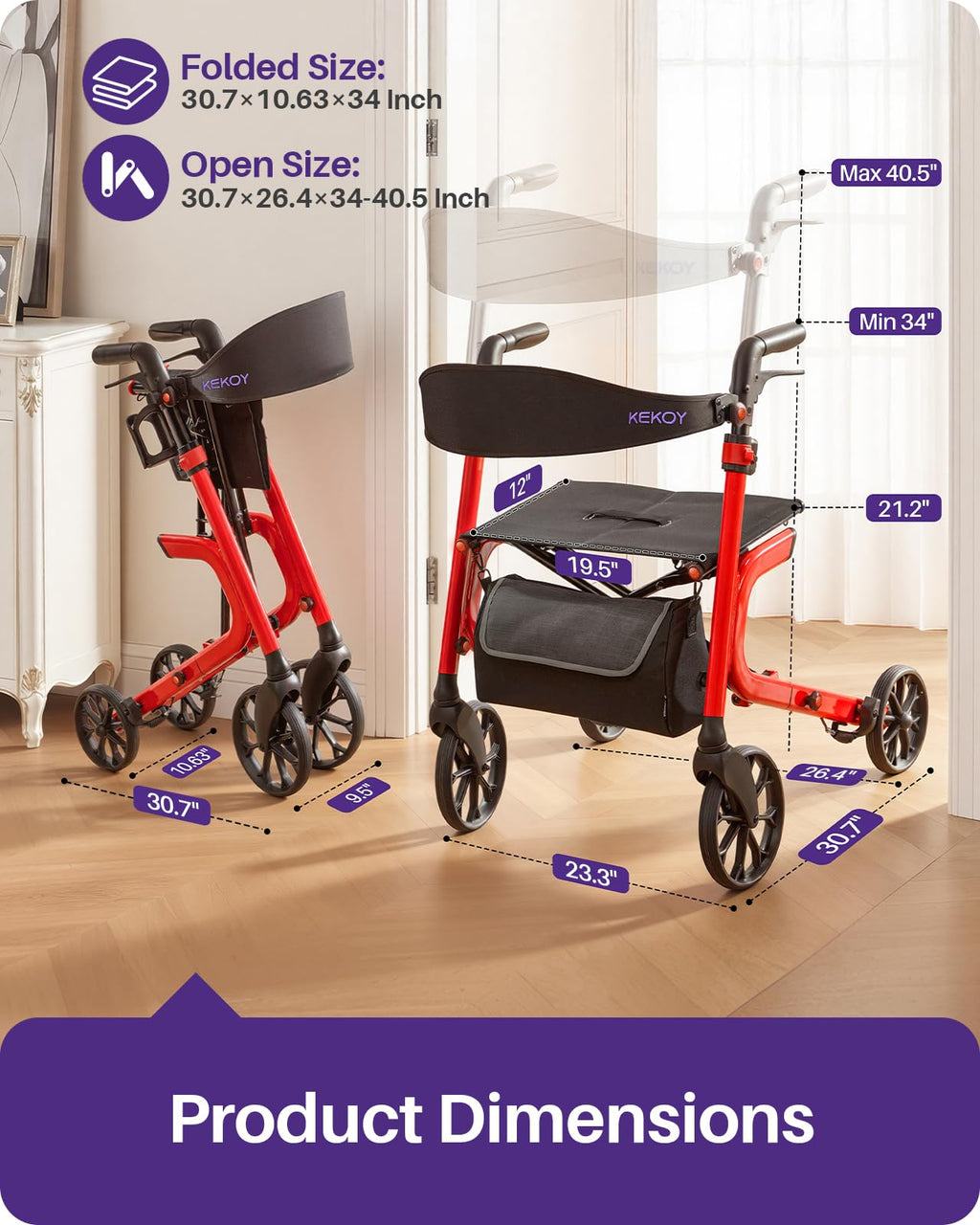 Bariatric Rollator Walker with Seat N830