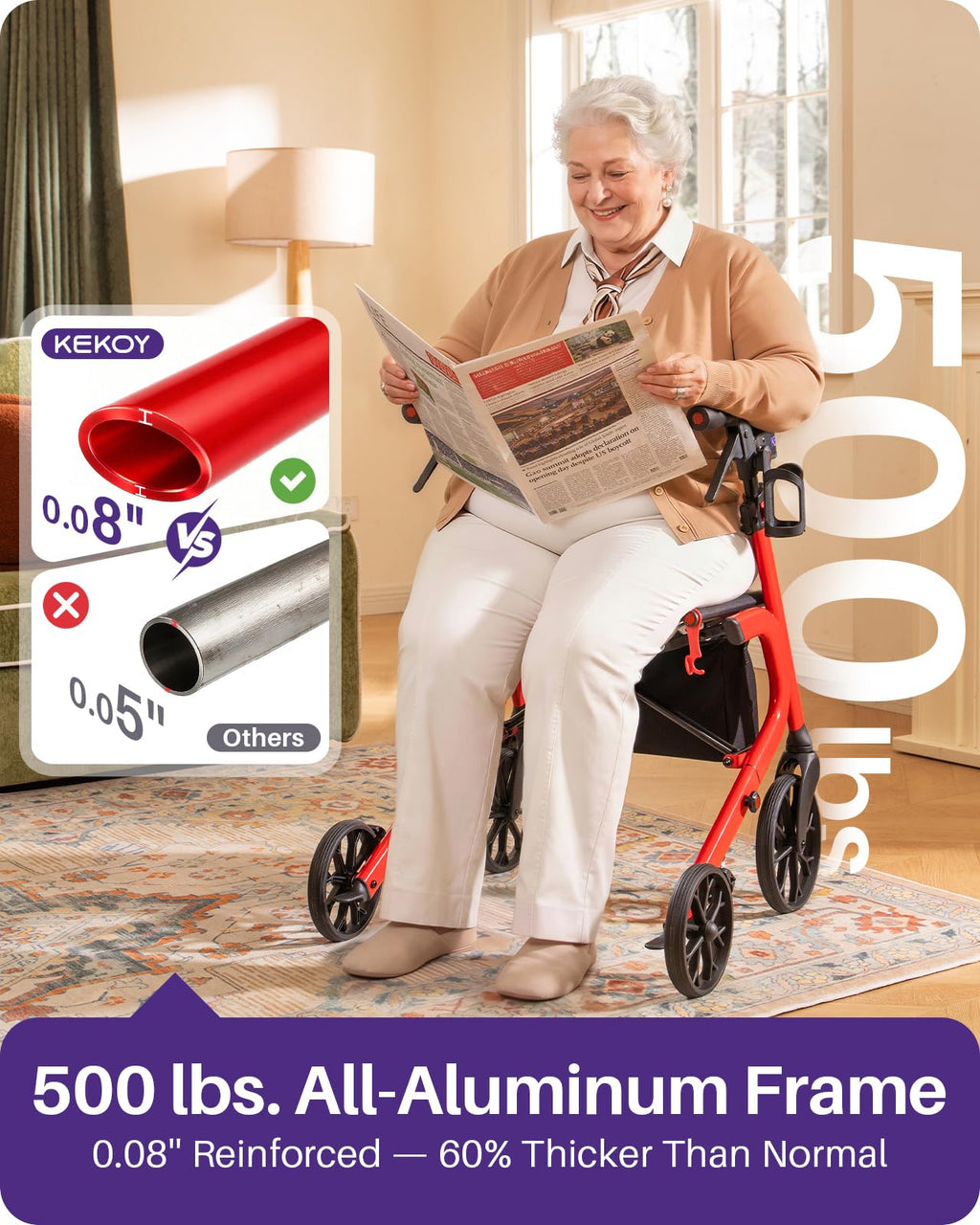 Bariatric Rollator Walker with Seat N830