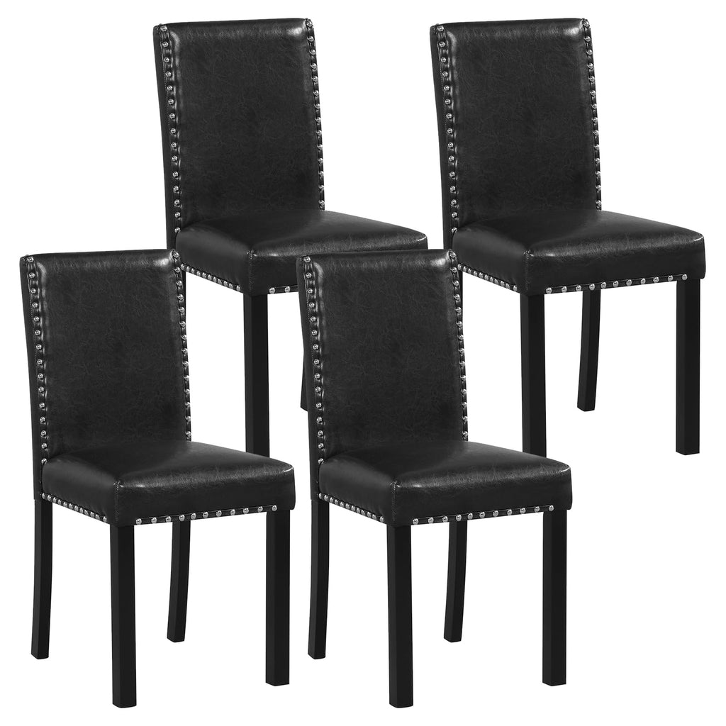 Black Faux Leather Upholstered Dining Chairs Set of 4 I507