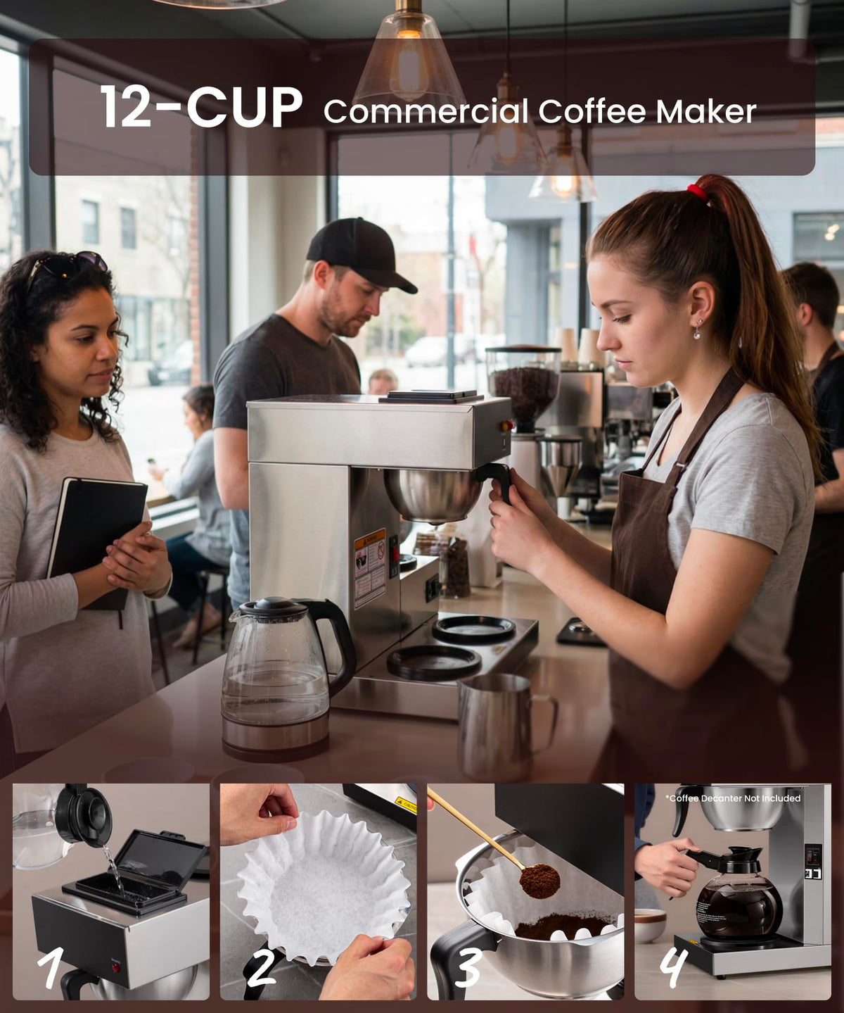 12-Cup Pour Over Coffee Maker with 3 Warmers N585771