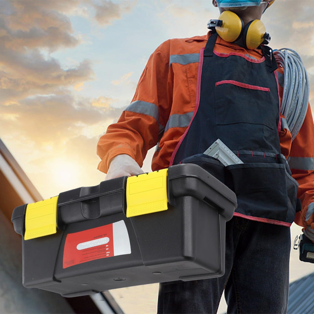 10 Inch Black Plastic Toolbox with Dual Layer Organization Q5750