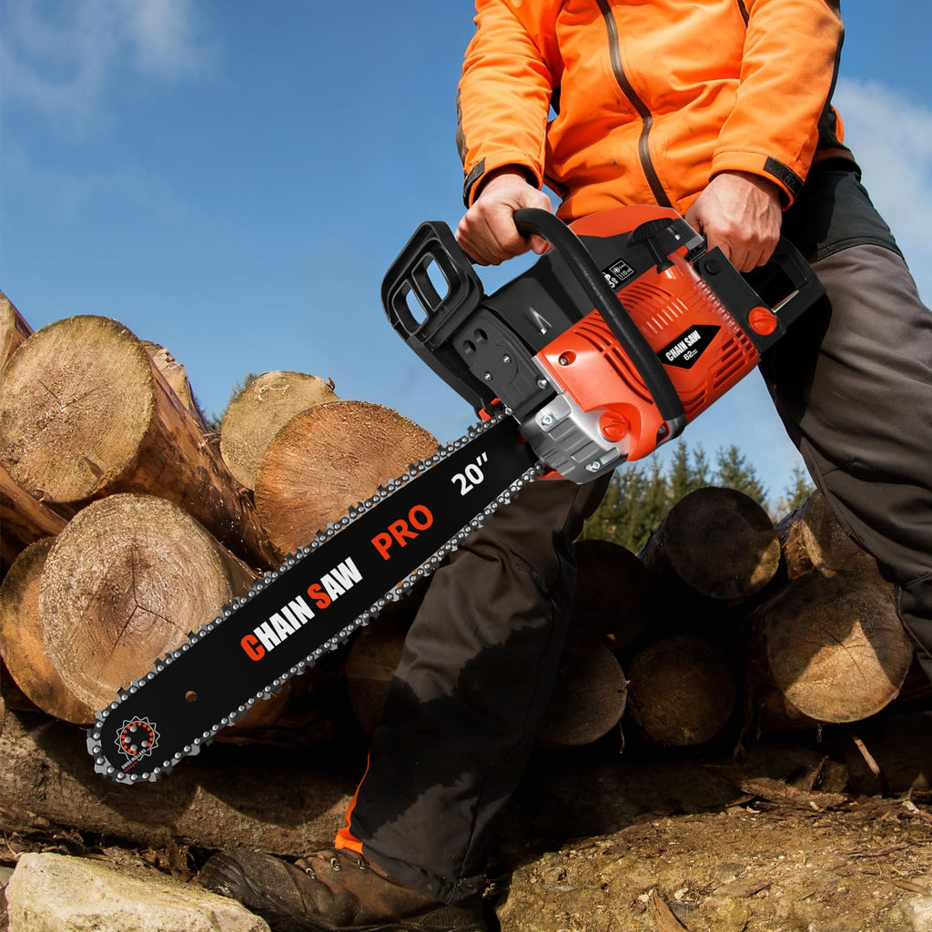 62CC Gas Chainsaw with 20inch & 24inch Chain Saw Bar O269