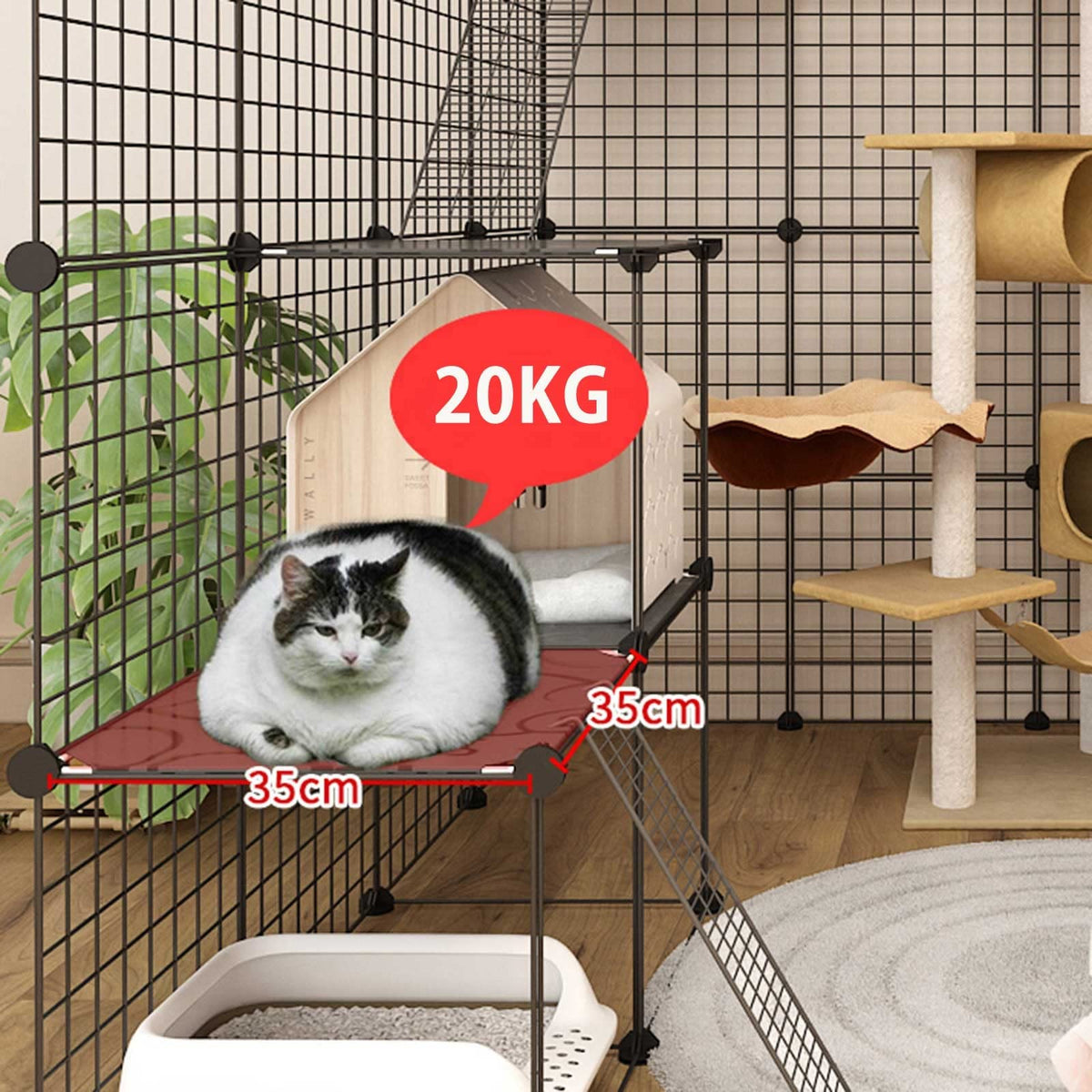 2-Tier Folding Metal Cat Cage with Hammock Y5239