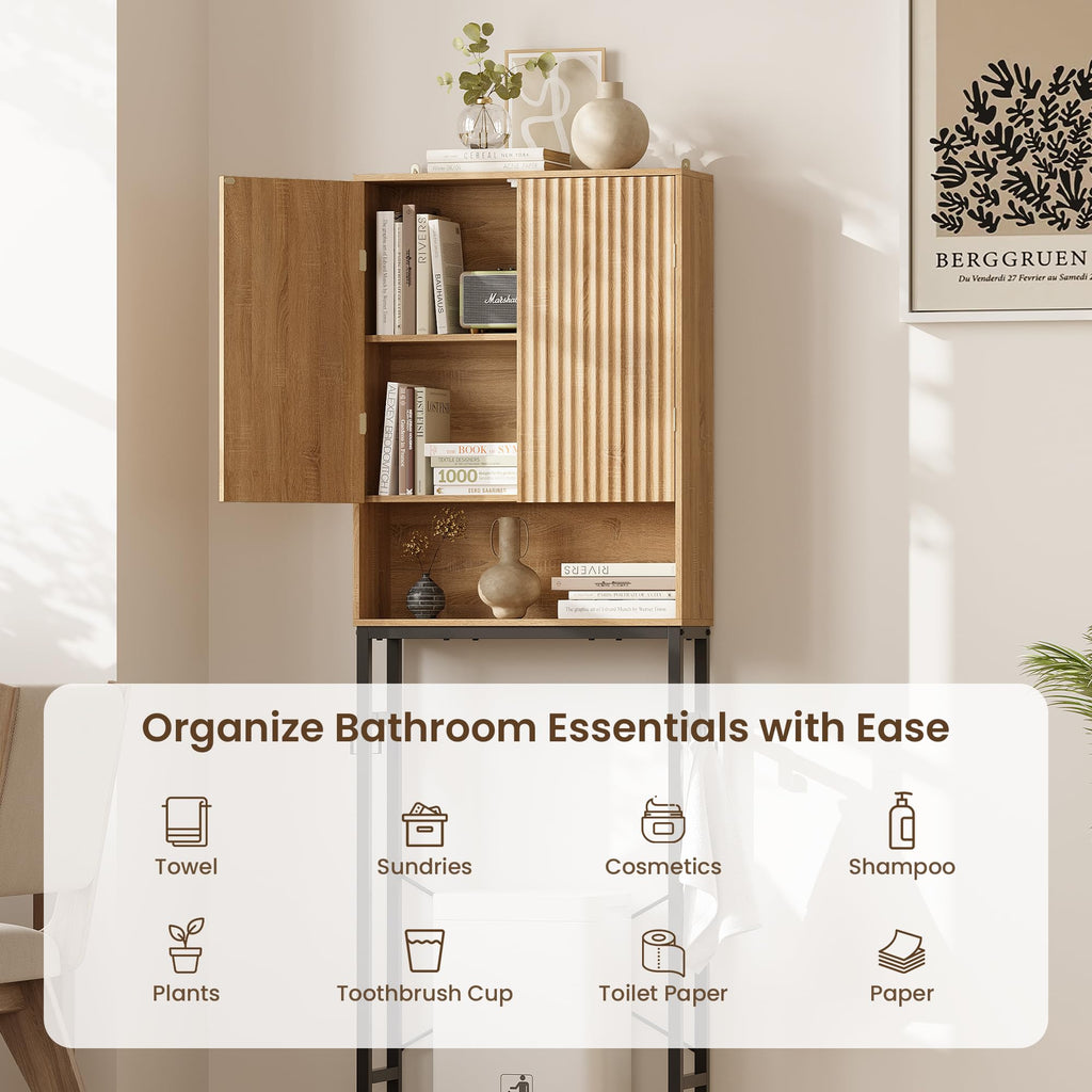 Freestanding Tall Wood Over The Toilet Storage Cabinet H94517