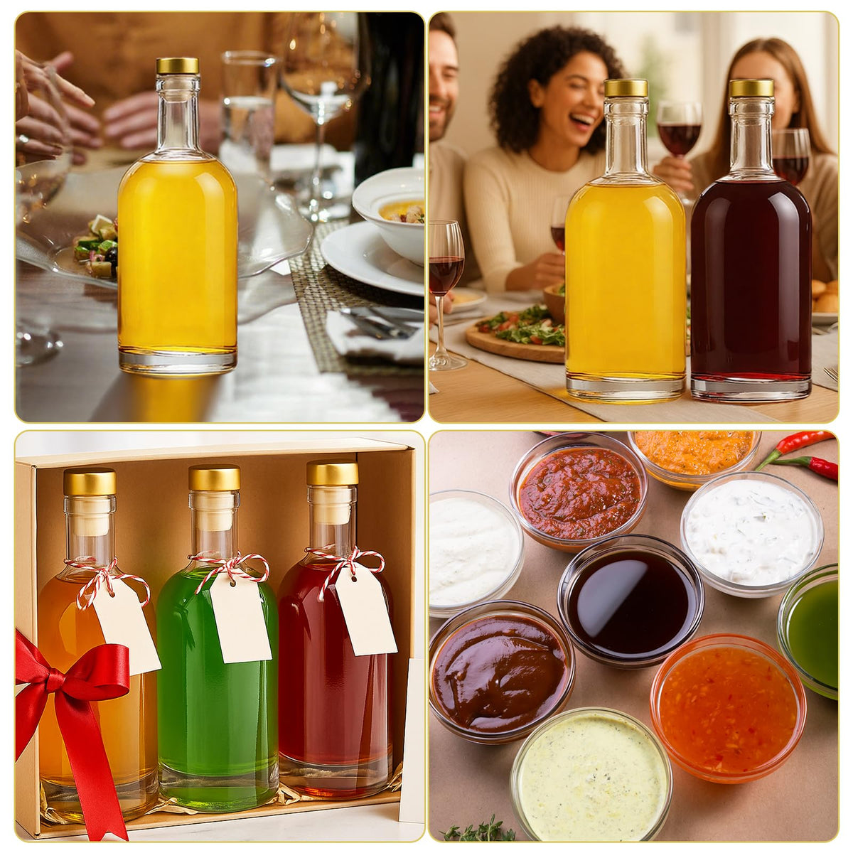 4 Pack 25oz Clear Glass Bottles with Cork Stoppers T75493
