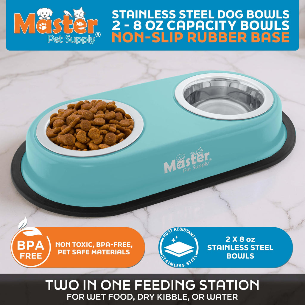 Double Dog Bowls Set with Elevated Base Y141