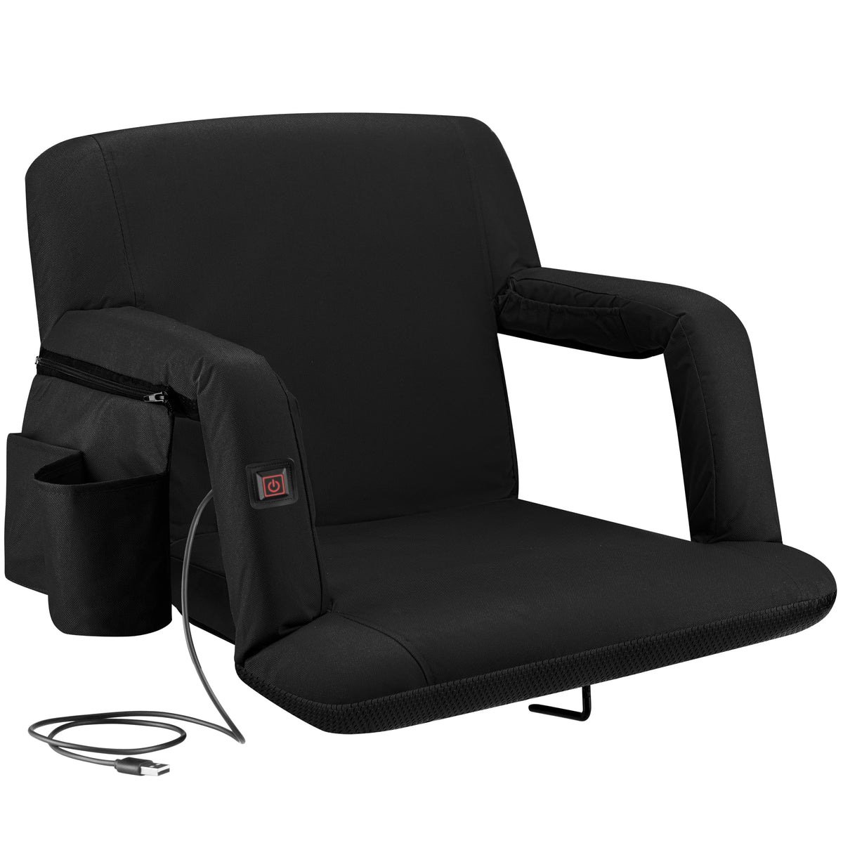Heating Massage Reclining Stadium Seat with Arm Support H533