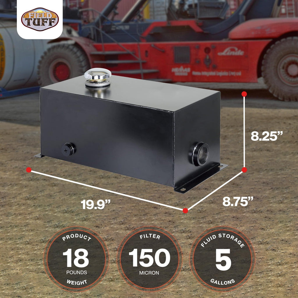 14 Gauge Welded Steel Hydraulic Reservoir Tank, Black, 5 Gallon A681