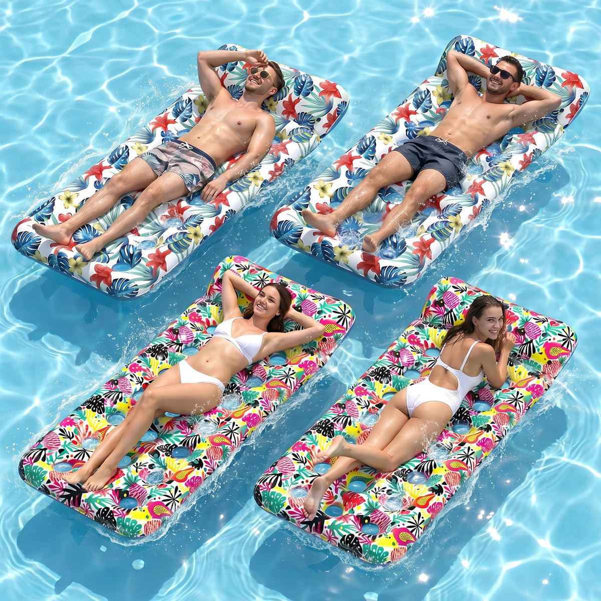 4 Pack Oversized Inflatable Pool Floats with Headrest Q9530