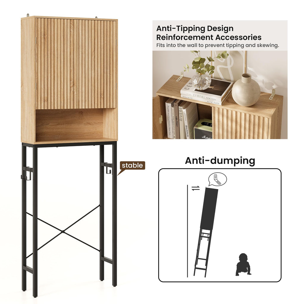 Freestanding Tall Wood Over The Toilet Storage Cabinet H94517