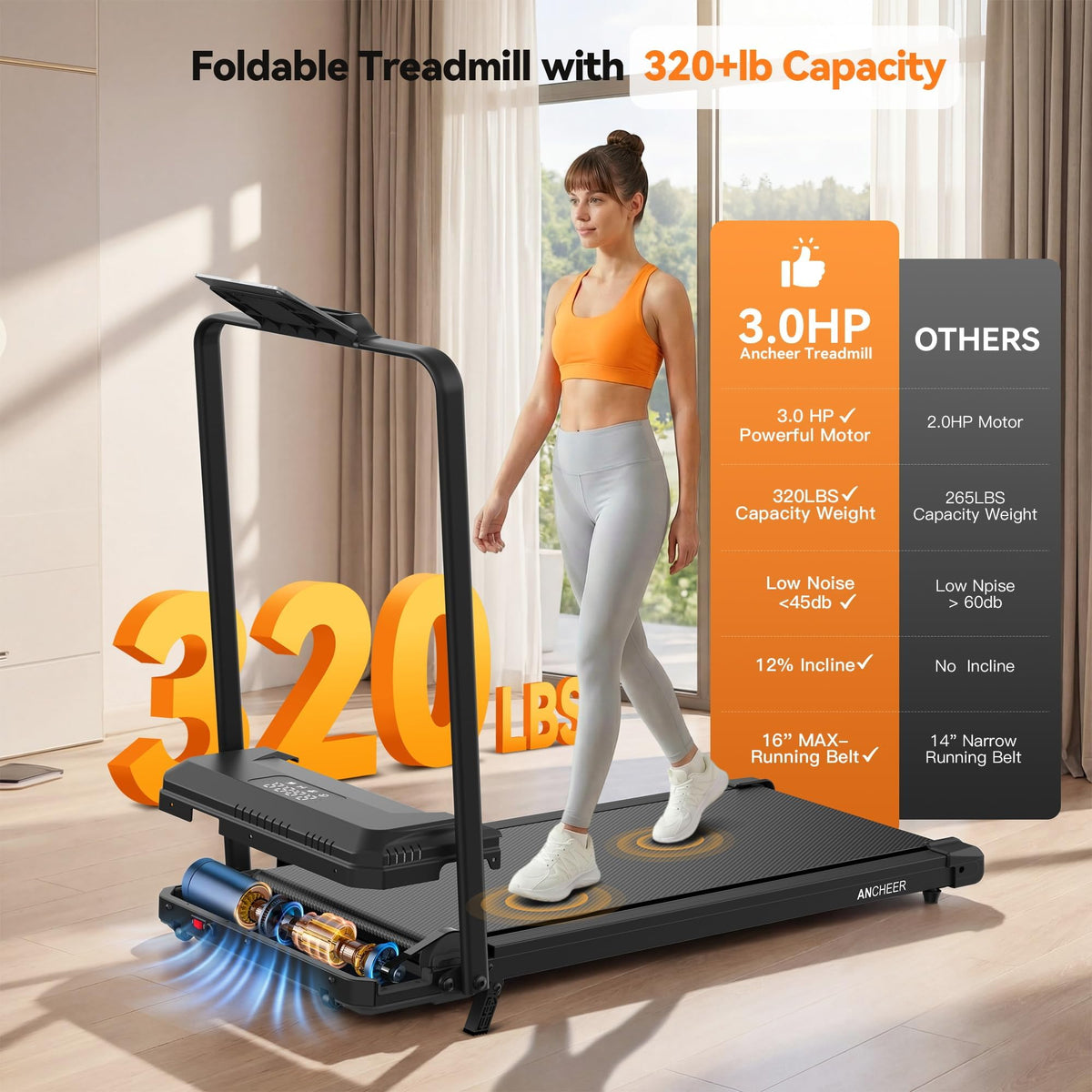 Foldable Treadmill with Incline H2004