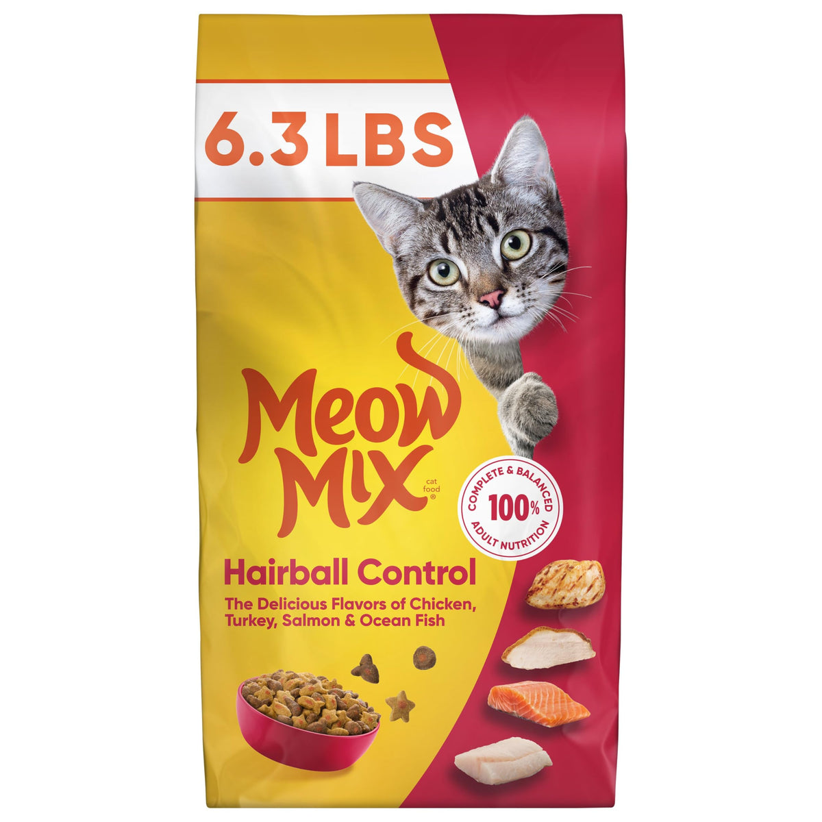 Hairball Control Dry Cat Food, 6.3 Pound Bag H671967