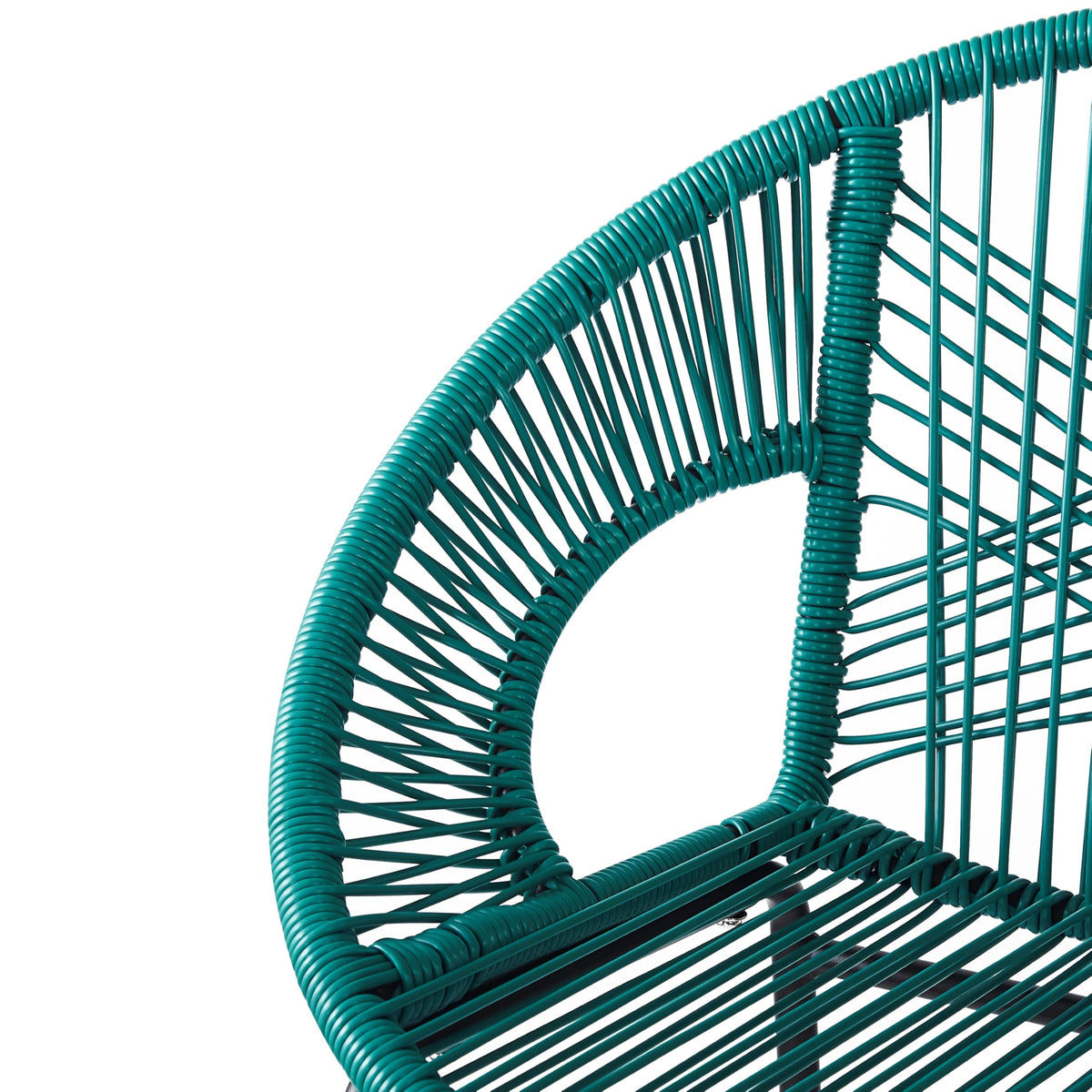 Teal Faux Wicker Outdoor Bar Stool Set of 2 S692606