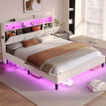 Full Size Velvet Upholstered Platform Bed Frame with Storage Headboard D76384