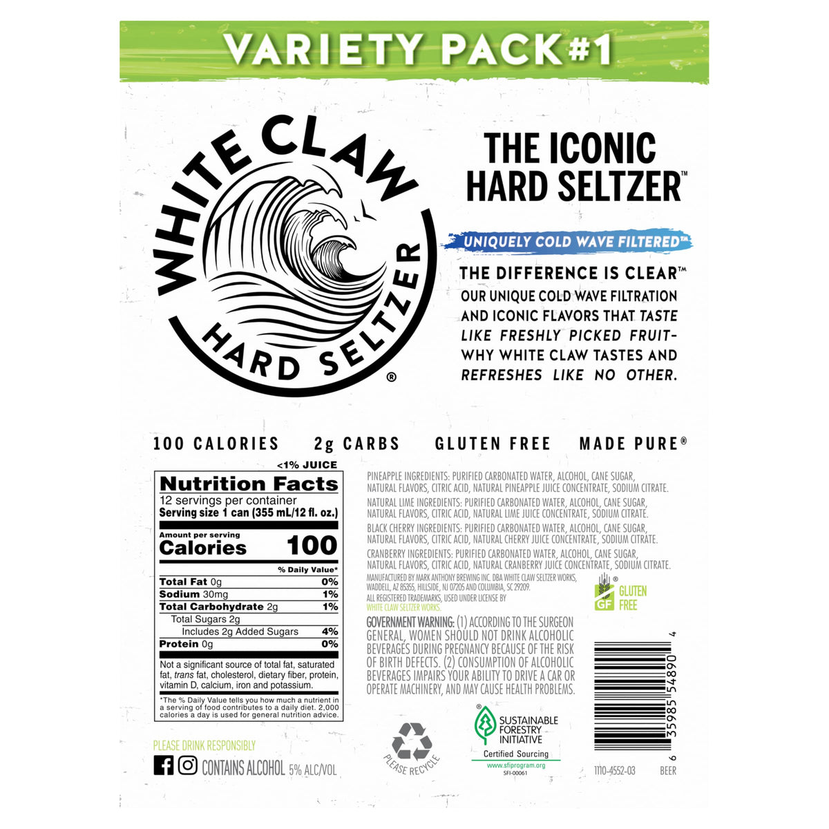 Hard Seltzer Variety Pack 12pk 12 Fl Oz Cans E6674