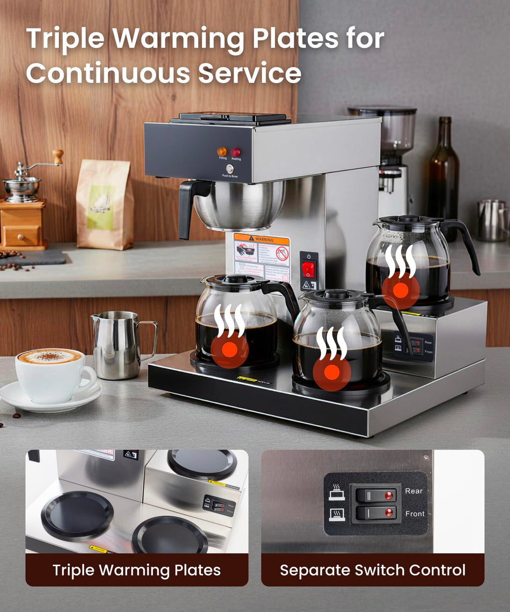 12-Cup Pour Over Coffee Maker with 3 Warmers N585771