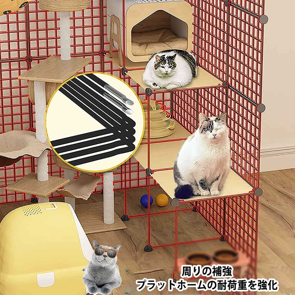 2-Tier Folding Metal Cat Cage with Hammock Y5239