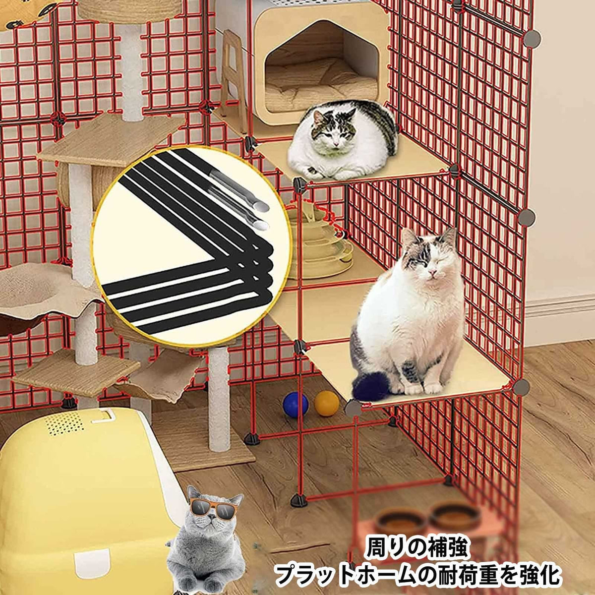 2-Tier Folding Metal Cat Cage with Hammock Y5239