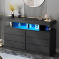 Black Dresser with Charging Station and LED Lights N306120