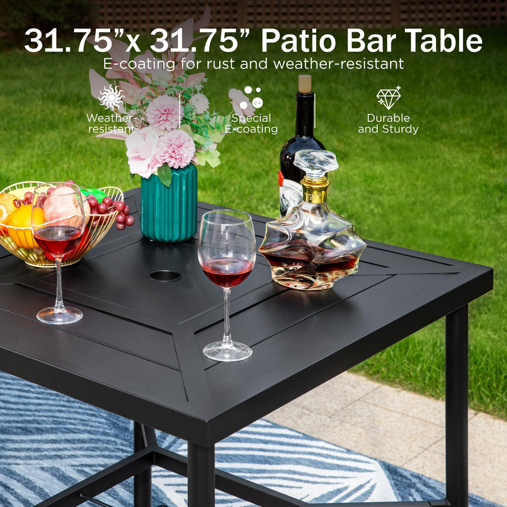 Swivel Metal Bar Stools and Table Set for 4 W9114