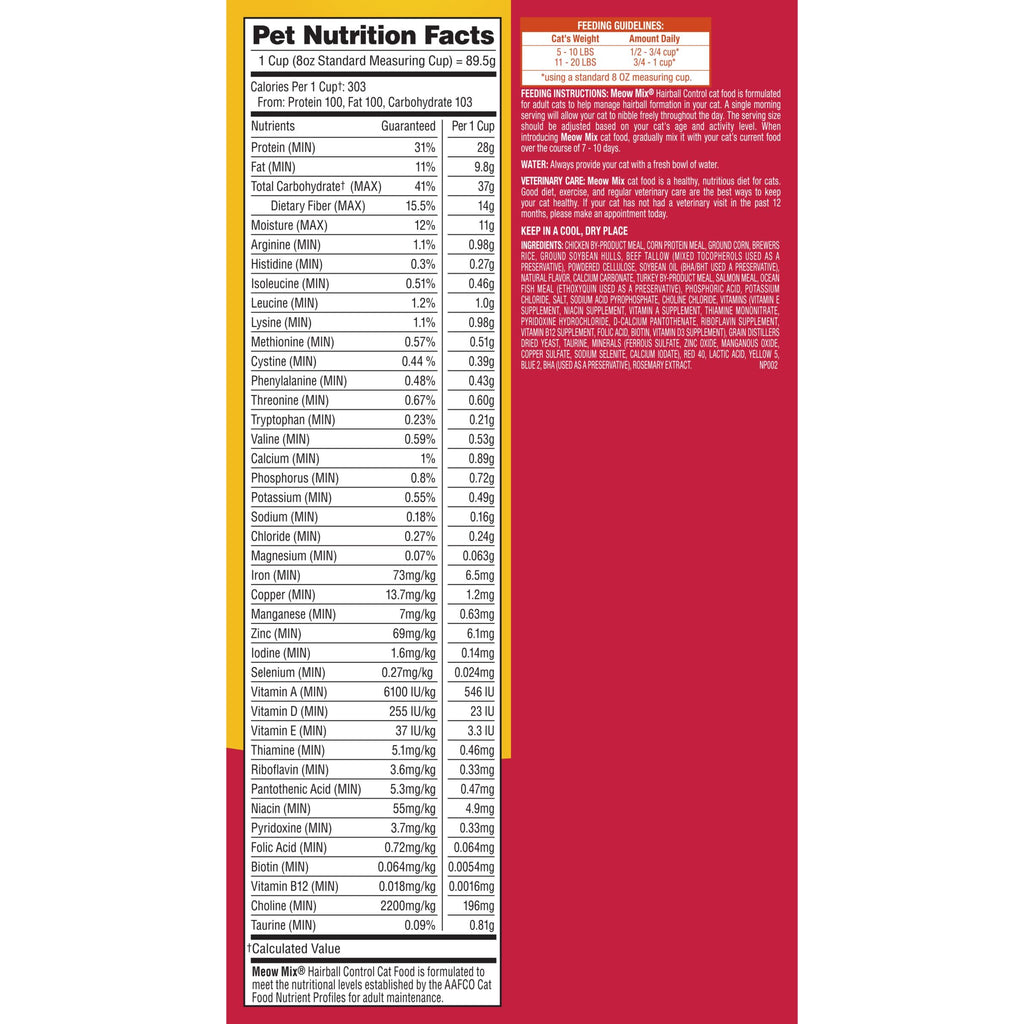 Hairball Control Dry Cat Food, 6.3 Pound Bag H671967